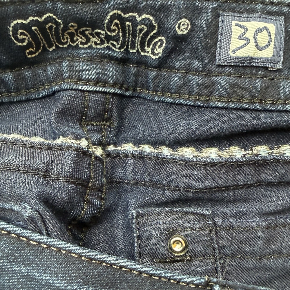 Miss Me Signature Skinny Jeans Womens 30 Dark Wash Low Rise Flap Pocket Stretch - Picture 6 of 13
